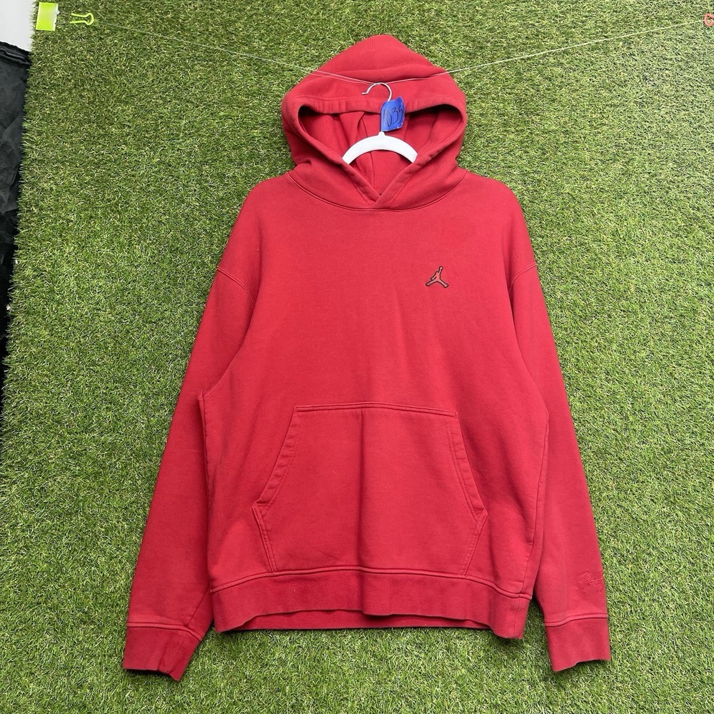 Air Jordan Hoodie Mens Large Red Fleece Hooded Sweatshirt Jumpman Logo Flight